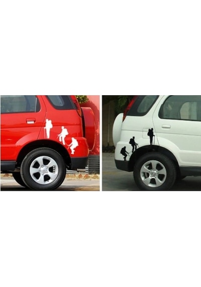 Üç Kişi Yürüyüş Tırmanma Spor Vücut Araba Sticker