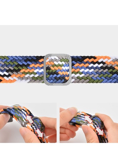 Apple Uyumlu  Watch  Series 10 46mm Esnek Örgü Kumaş Kordon Kayış-ky45-2