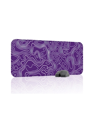 Mor Beyaz 70x30 Xl Taraftar Gaming Oyuncu Mouse Pad Kaymaz Taban Büyük Fare Altlığı Topography