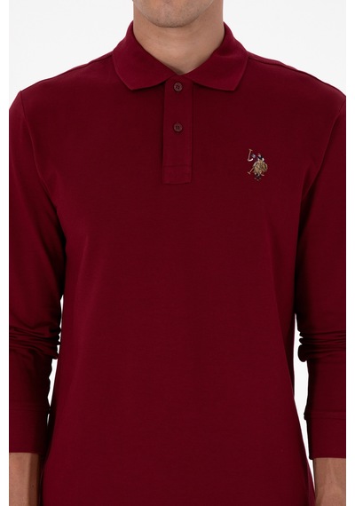U.S. Polo Assn. Erkek Regular Fit Polo Yaka Bordo Basic Sweatshirt 50313772-VR014