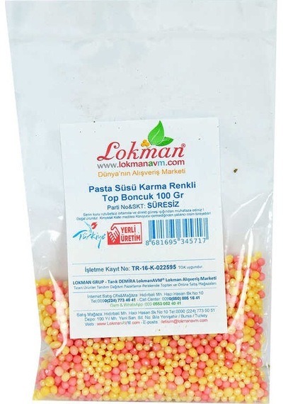 Pasta Süsü Boncuk Granül Şekeri Karışık Renk 100 Gr Paket