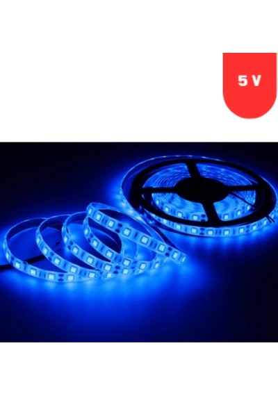 5 Volt 2835 Smd Mavi İç Mekan 60 Ledli 5 Metre Şerit Led