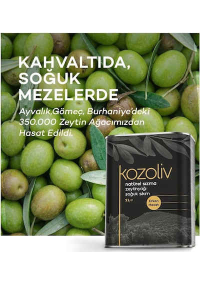 Kozoliv 2025 - 2026 Yeni Sezon Erken Hasat Soğuk Sıkım Zeytinyağı 2 x 2 L