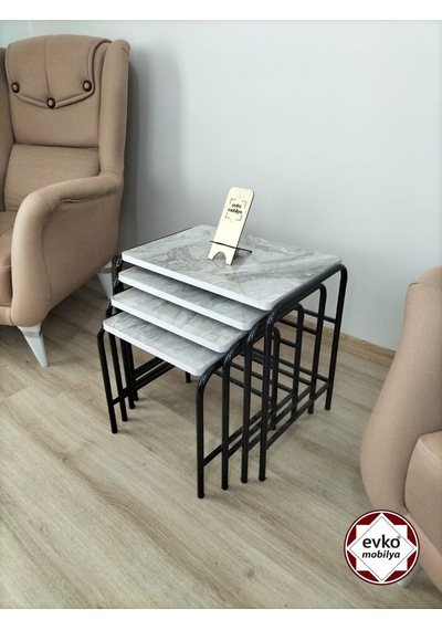 Evko Mobilya Buket Sehpa , 4'lü Zigon Sehpa, Servis Sehpası, Iç Içe Geçen Sehpa, Ahşap Sehpa, Dikdörtgen Sehpa