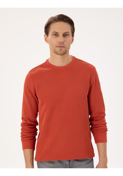 Pierre Cardin Erkek Pas Sweatshirt 50296485-vr040 Açık Turuncu