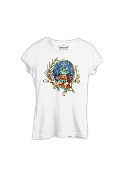 A Frog İn Front Of A Mirror Beyaz Kadın Tshirt 001