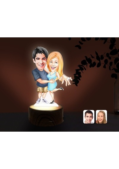 Kişiye Özel Sevgililer Karikatürlü Dekoratif 3D Biblo Led Işıklı (481495415)