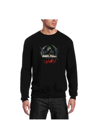 Overkill Iron Bound Metal Baskılı Siyah Erkek Sweatshirt (528795605)