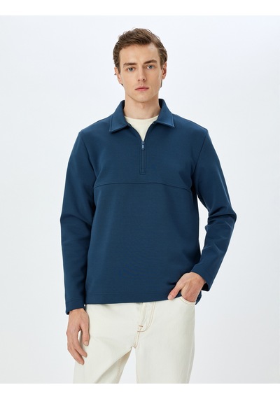 Koton Dikiş Detaylı Pamuk Karışımlı Basic Yarım Fermuarlı Sweatshirt Lacivert 5wam70248mk Lacivert Koton Dikiş Detaylı Pamuk Karışımlı Basic Yarım Fermuarlı Sweatshirt Lacivert 5wam70248mk Lacivert