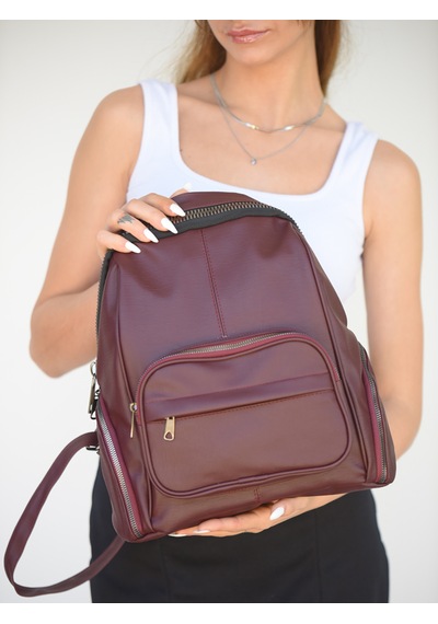 Jara Bag Frida Kadın Sırt Çantası Şık, Yumuşak Dokulu Ve 5 Bölmeli Bordo