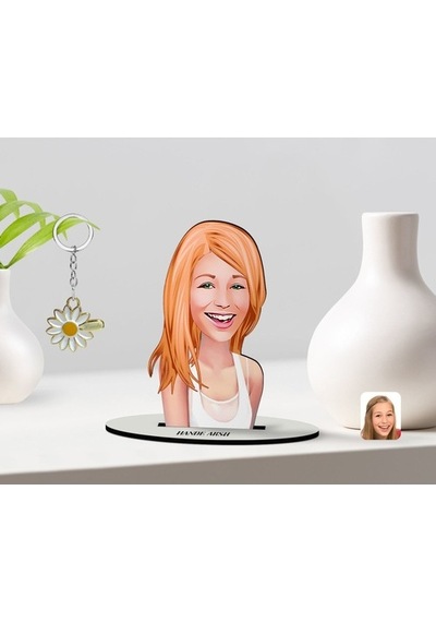 Kişiye Özel Kadın Karikatürlü 3D Ahşap Biblo Ve Isimli Gold Papat (473565997)