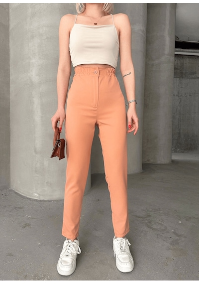 Ozer&Hermin Beli Lastikli Karamel Pantolon - L / Somon Pembe