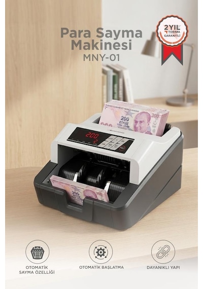 Profesyonel Para Sayma Makinesi Uv+mg Sensörlü Geçersiz Para Tespitli Mny01 Gri