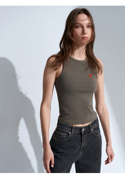 Dilvin 21259 Bisiklet Yaka Top-haki