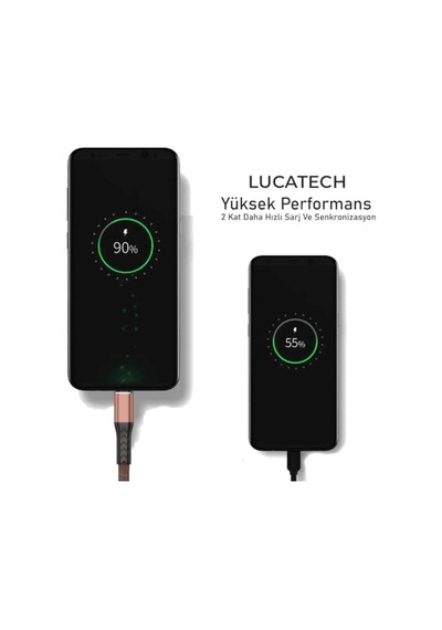 Şarj Kablosu Kahverengi Örgülü Kırılmaz 2m Usb Girişli Genel