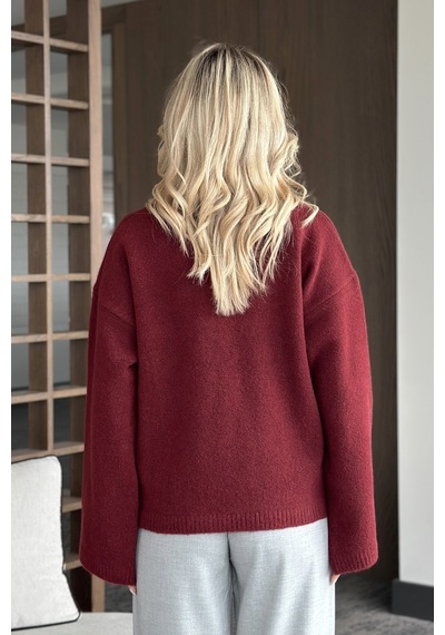 Laluvia Bordo Bisiklet Yaka Kazak - 04621 Bordo