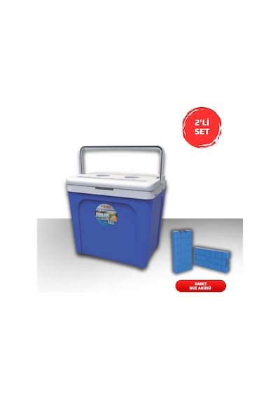 Buzluk Termos Set-25 Lt Buzluk Termos Eps 1066 Coolerbox +2 Adet K-250 Buz Aküsü Mavi
