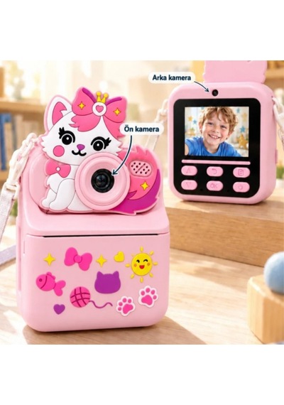 ZOOMY-C Kedi Figürlü Anında Baskılı Çocuk Kamerası -1795