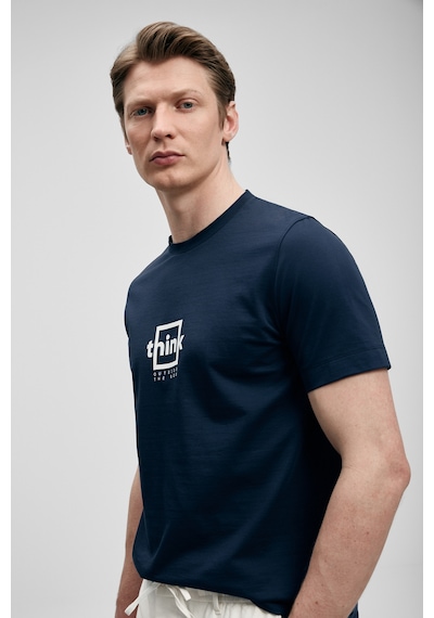 Lufian Thınk Modern Grafik T- Shirt Lacivert Lacivert 111020310100200