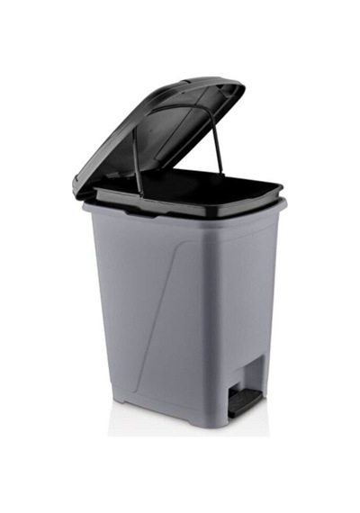 Slim Pedallı Iç Kovalı Çöp Kovası 25 Litre Kapaklı Gri