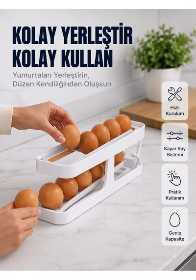 Mey İthalat Yumurta Düzenleyici Organizer Buzdolabı İçin Yer Tasarruflu Saklama Rafı Diğer