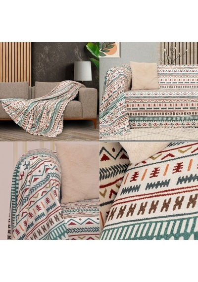 Latuda Concept Softmicro Etnik Desenli Boho Koltuk Örtüsü, Tv Battaniyesi 180 x 300 CM