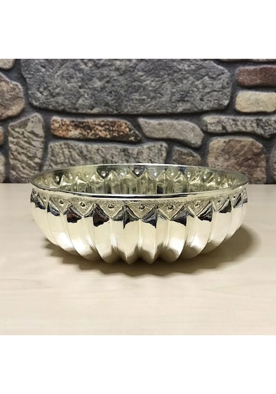 Gümüş Kaplama Dilimli Bakır Hamam Tası Gümüş