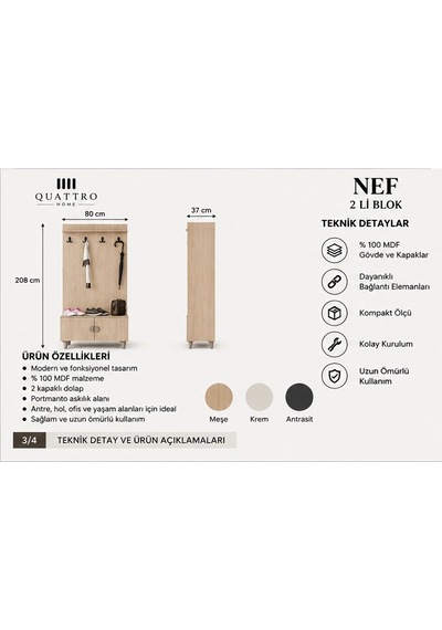 Nef Vestiyer Portmanto Ahşap