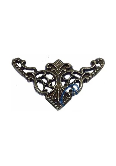 Dekoratif Köşe Süsü, Köşelik - Küçük, 19x34mm, Antik, 100 Adet Kahverengi