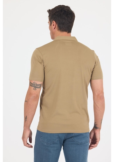 Koyu Vizon Kısa Kol Düz Suprem Polo Yaka Cepsiz Esnek Casual Slim Fit Tişört 1011250161 405 Koyu Vizon