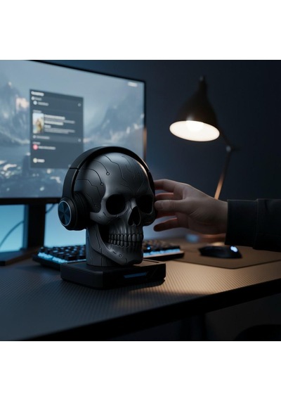 Happy3dworld Kafatası Kulaklık Standı, 3d Baskı Gotik Gaming Masaüstü Dekor
