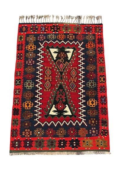 El Dokuma Sıfır Eski Antik Karapınar Kilimi 103x146 Kök Boya %100 Yün Kilim