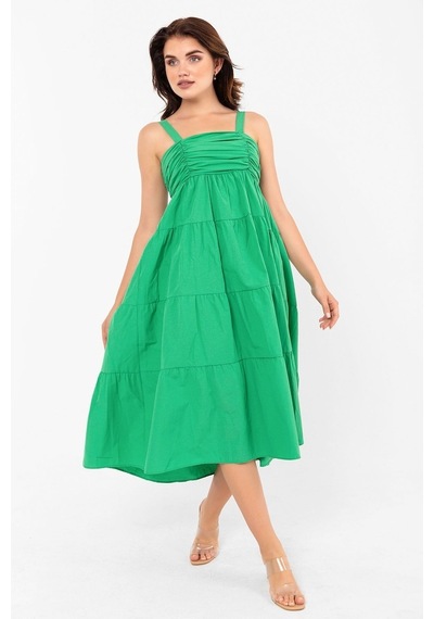 Pastelastore Askılı Pamuklu Poplin Yazlık Midi Elbise 2106