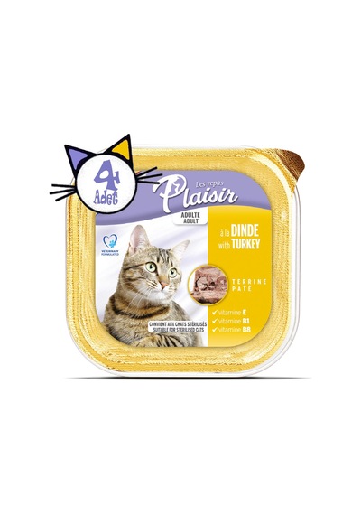 Plaisir Hindi Etli Pate Yetişkin Kedi Yaş Maması 4 x 100 G