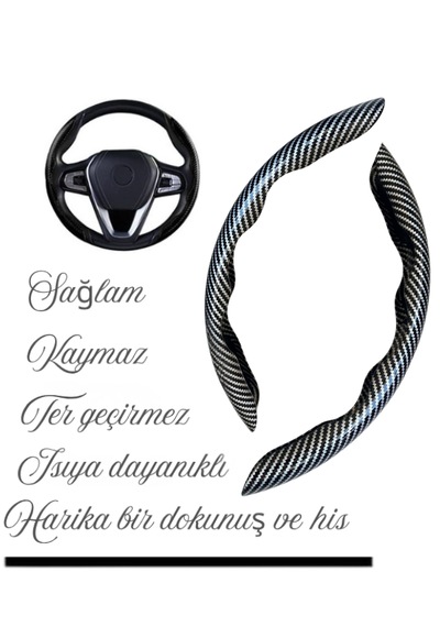 Karbon Fiber Direksiyon Kılıfı Direksiyon Koruyucu Kılıf Gri