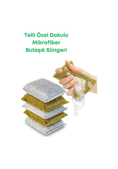 Grimorlife 9 Adet Telli Özel Dokulu Mikrofiber Bulaşık Süngeri