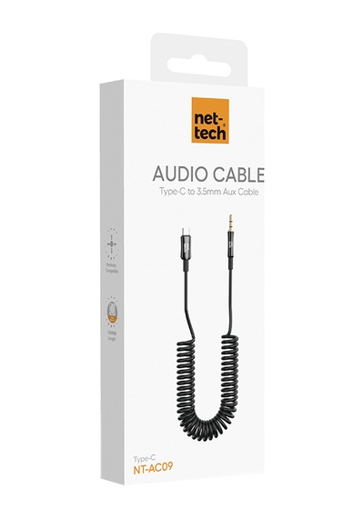 Nettech Nt-ac09 Plastik 100 Cm Type-c To Aux Kablosu Siyah