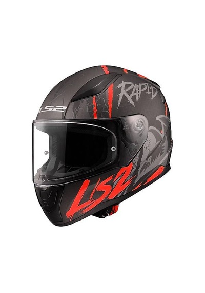 Ls2 Rapıd 2 Raven Kapalı Motosiklet Kaskı Mat Siyah - Kırmızı