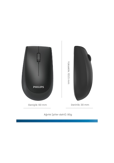 Philips SPK7317 Kablosuz 1600DPI 3 Tuşlu Optik Mouse