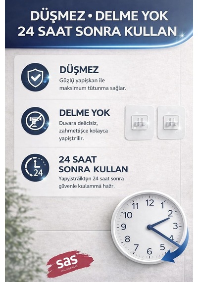 Sas Haus 4'lü Banyo Rafı Yapışkanı Delmeden Şampuanlık Ve Banyo Köşelik Montaj Aparatı Çok Renkli