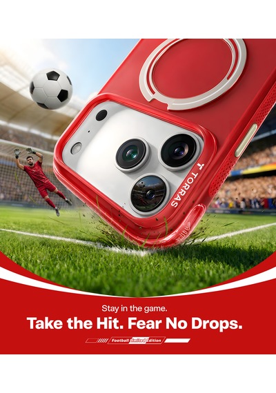 Torras Apple iPhone 17 Pro / 18 Pro Uyumlu Ostand Q3 Air World Cup Serisi Magsafe Kılıf Kırmızı Beyaz