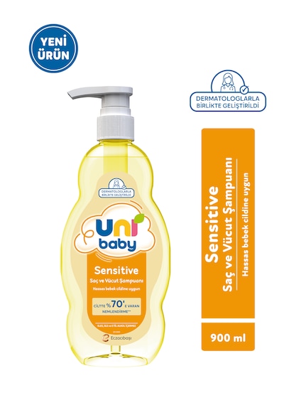 Uni Baby Sensitive Saç Ve Vücut Şampuanı 900 ML 3'lü