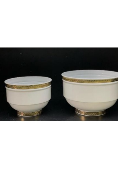 Vz-36 2 Li Versaj Beyaz Gold Vazo Seti 18,5-16,5 Cm 28 Cm Çap Dekoratif Modern Şık Salon Vazo Altın
