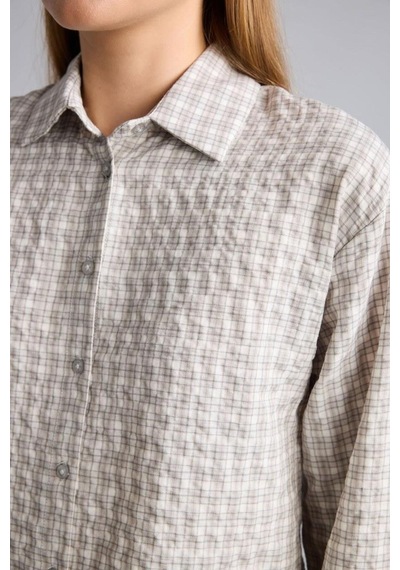 Defacto Regular Fit Klasik Yaka Kareli Flanel Uzun Kollu Gömlek F9082ax26augr294 Gri-gr294