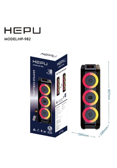 Hepu Hp-982 Partybox Bluetooth Hoparlör 3 8 Hoparlör, 30w Güç, Rgb Işık, Tws Destekli