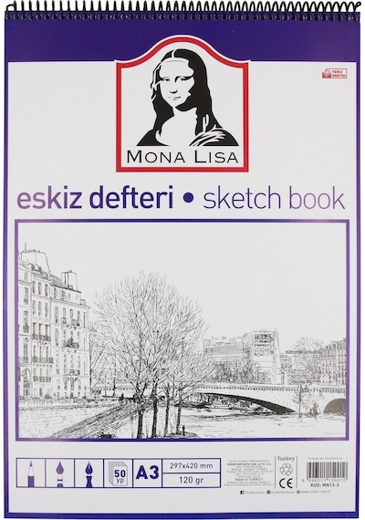Mona Lisa Telli Eskiz Defter A3 50 Yaprak 120 Gr