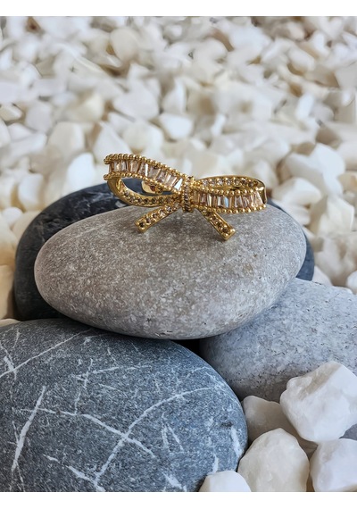 Eva Takı Store Fiyonk Kurdela Model Ayarlanabilir Gold Renk Çelik Yüzük Gold