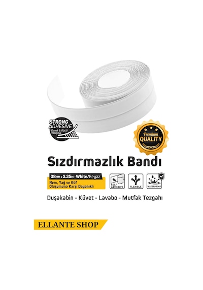 Banyo Küvet Mutfak Lavabo Su Sızdırmaz Bant Su Geçirmez Kenar Bandı Sızdırmazlık Tamir Beyaz 3.2m