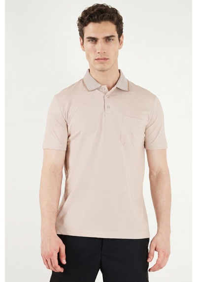Buratti Pamuklu Regular Fit Göğüs Cepli Düğmeli Polo T Shirt Erkek Polo T Shirt 4565001 Bej