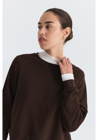 Antioch Bisiklet Yaka Sweatshirt Ve Geniş Paça Pantolon Takım Koyu Kahverengi
